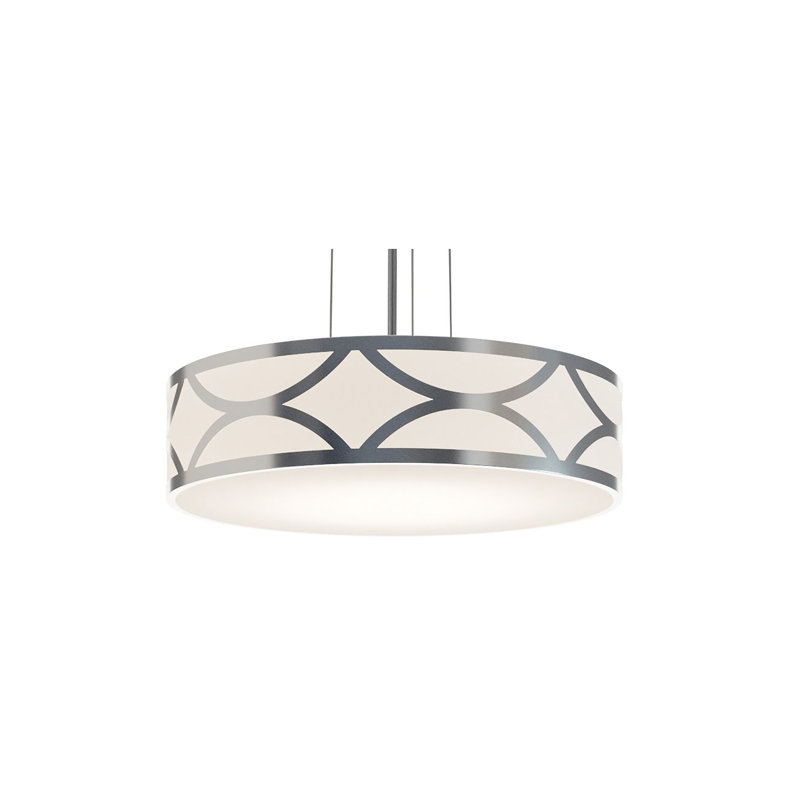 Luminaire suspendu tambour 1 lumière Bernville, H 5 po x l 20 po x P 20 po, Nickel peint