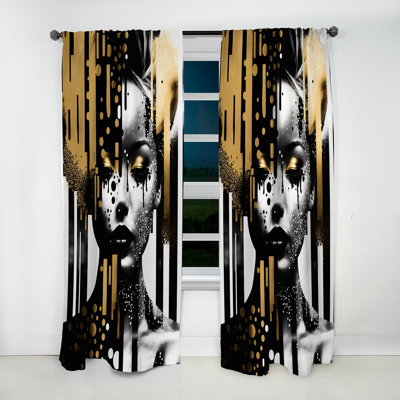 Rideau moderne en velours obscurcissant Golden Fluidité de la femme IV - 1 panneau