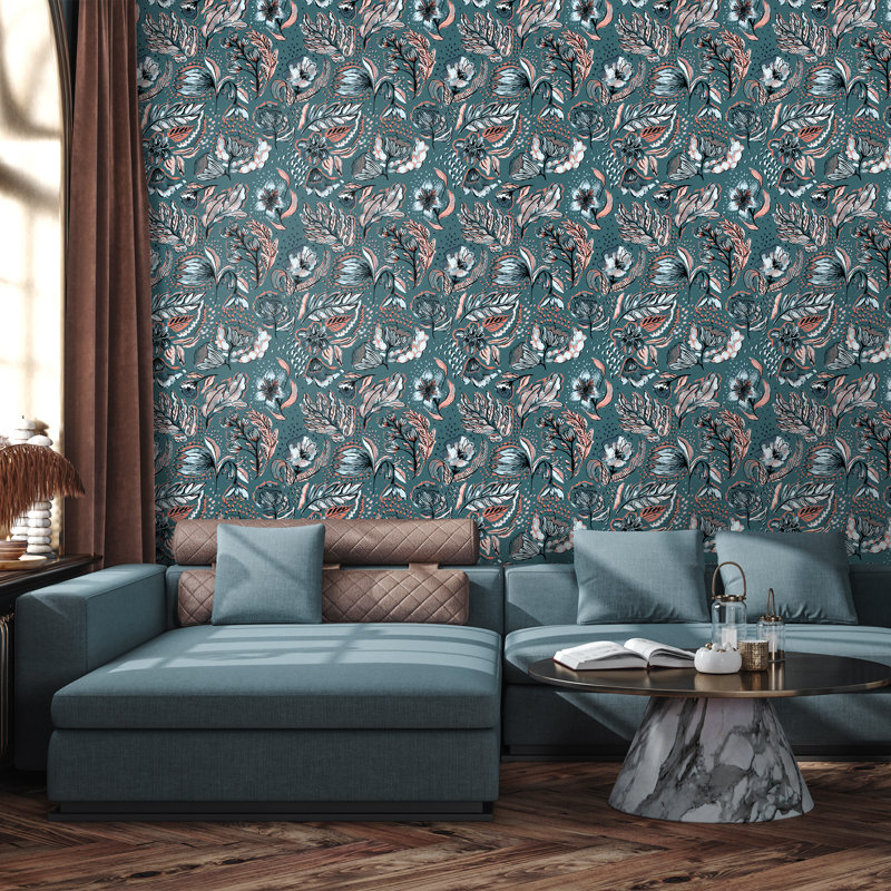 Pepper Embossed Wild Flower Felice Wallpaper Roll, Green