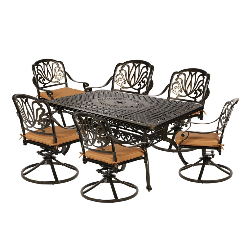 6 - Person Patio Dining Set with Rectangular Table , Cushions Included