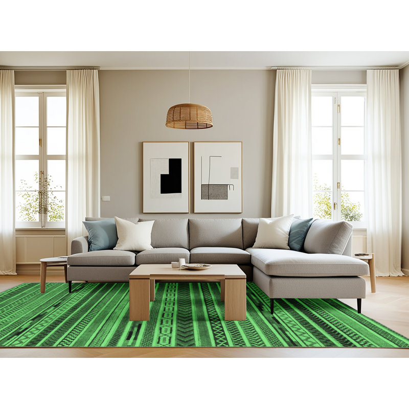 Washable Geometric Indoor Rug, Rectangle 8' x 12'