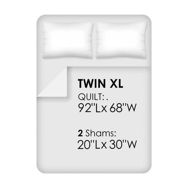  World Map 3 Piece Quilt Set-Twin XL Bedding & 2 Pillow Shams-Hypoallergenic Microfiber