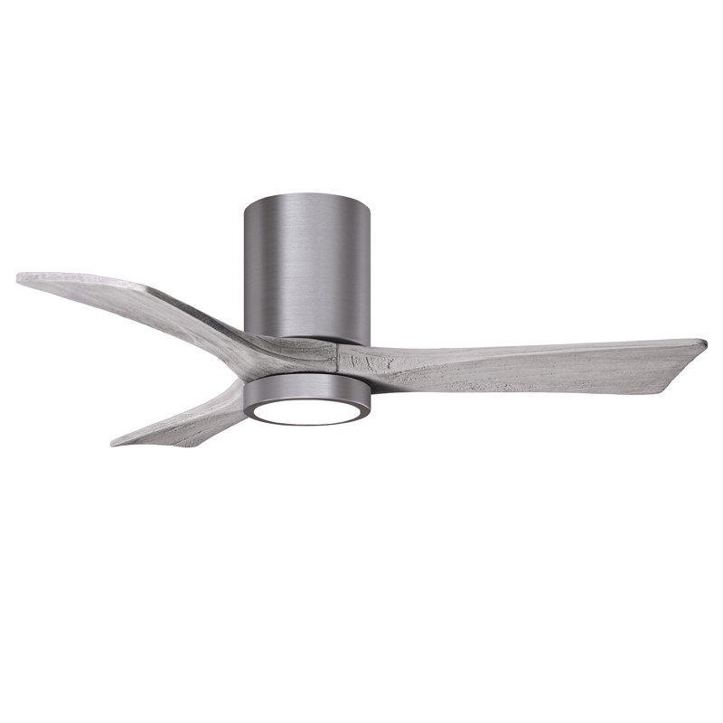 Olivier à 3 pales DEL standard avec ventilateur de plafond et ensemble d'éclairage inclus, Ton bois de grange, Étain brossé