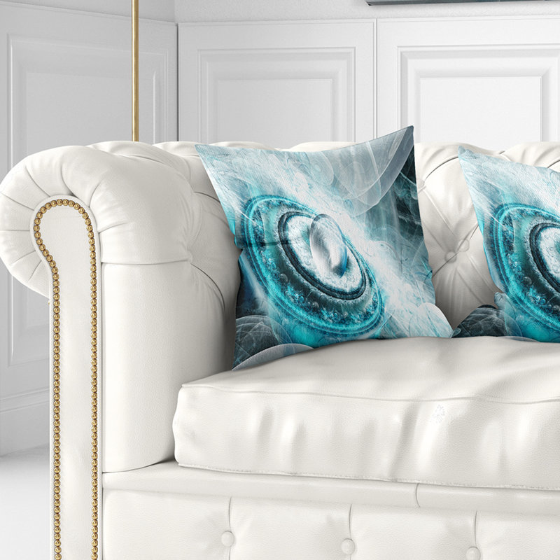 Soucoupe volante en cristal - Coussin imprimé floral, 16 po x 1 po, Coussin décoratif, Bleu sarcelle