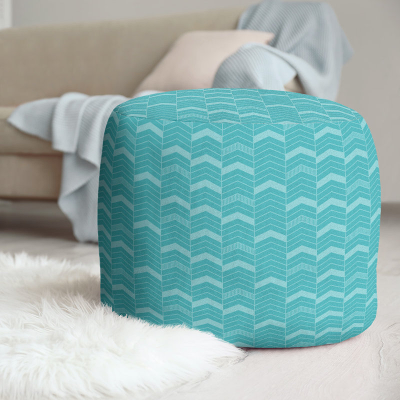 Upholstered Pouf, Dark Teal