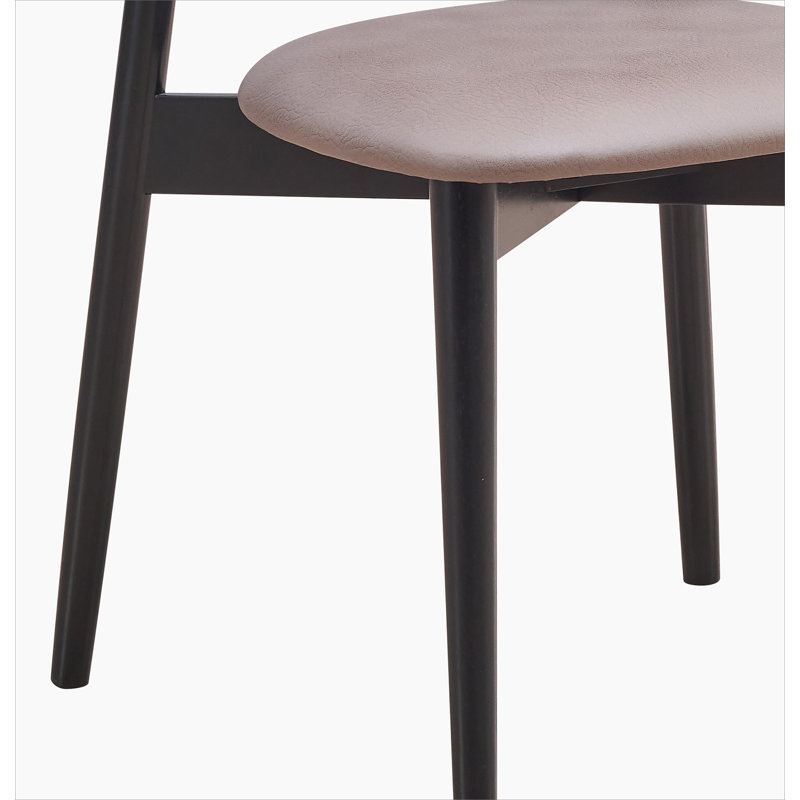 Chaise d'appoint en microfibre polie et finition noire Lanae (ensemble de 2)