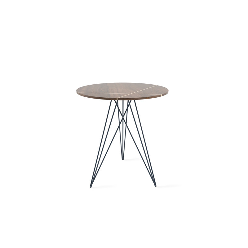 Hudson Solid Wood Top End Table, Walnut, Navy