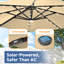 Parasol de patio décalé en porte-à-faux 11 pi à DEL avec cadre en aluminium, parapluie extérieur toutes saisons pour terrasse-1828589986