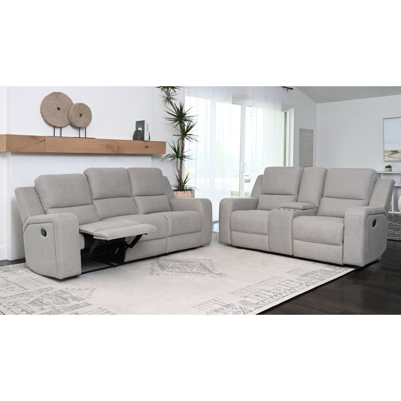 Ensemble de salon inclinable 2 pièces Bethanni, Gris clair
