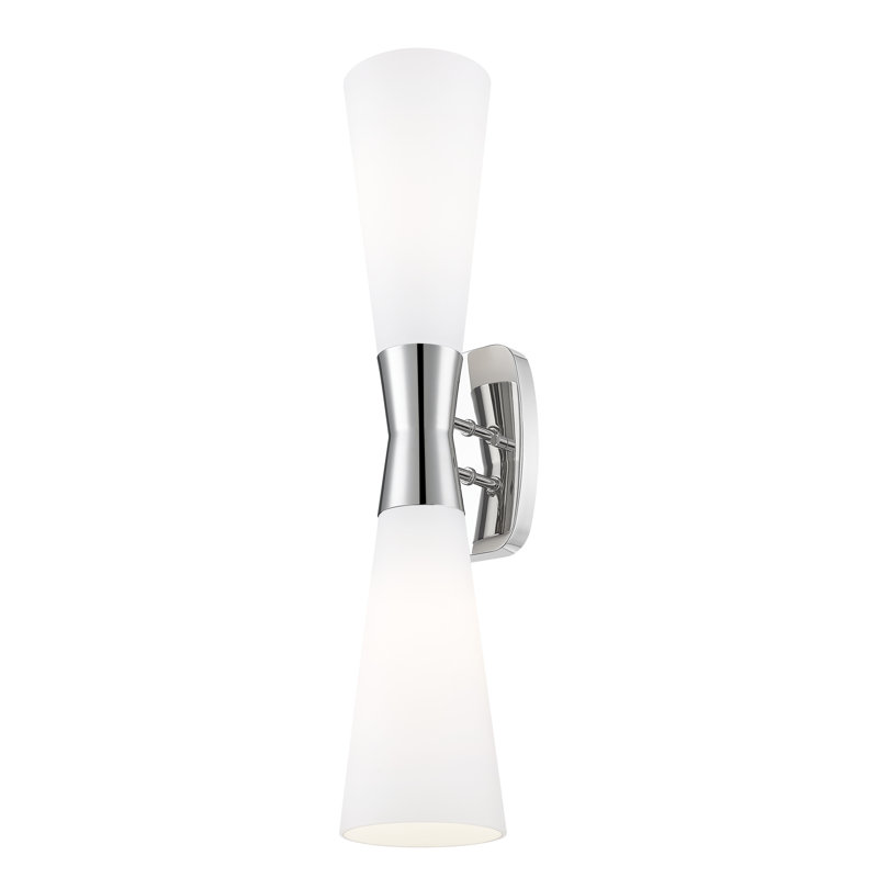 Applique murale 2 lumières en nickel poli Emrys 24 pouces, Nickel poli