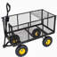 Chariot de jardin avec doublure amovible, panneaux latéraux et plateau en filet pour la pelouse, le patio et l'aménagement extérieur