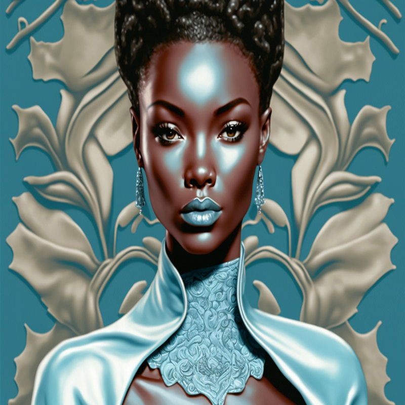 «Beautiful Retro African American Model II», reproduction sur toile, H 16 po x l 32 po x P 1 po, Cadre flottant noir