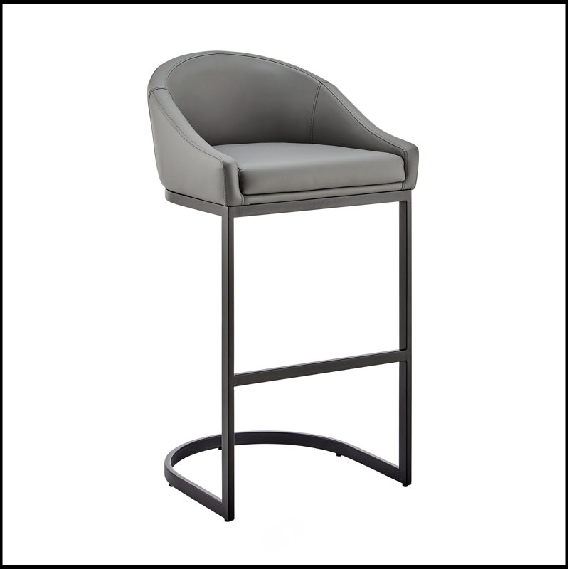 Ambrie en métal avec similicuir, Tabouret de comptoir (siège d'une hauteur de 24 p