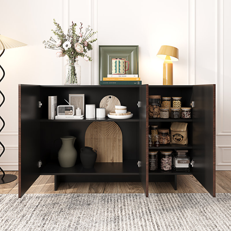 Crédence moderne 47,2 "avec porte cannelée et 3 tablettes réglables 