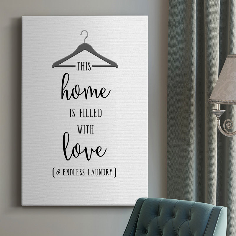 Toile tendue avec châssis «Love and Laundry» - prête à être accrochée, H 18 po x l 12 po x P 1,5 po