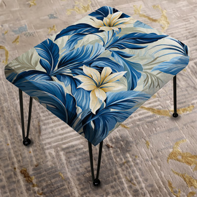 Azure Oasis Tropical Pattern I - Tropical Rectangle Ottoman