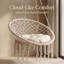Chaise hamac avec balançoire en macramé, chaise hamac suspendue en corde de coton, chaise hamac avec coussins de siège moelleux, pour chambre à coucher, patio, cour arrière