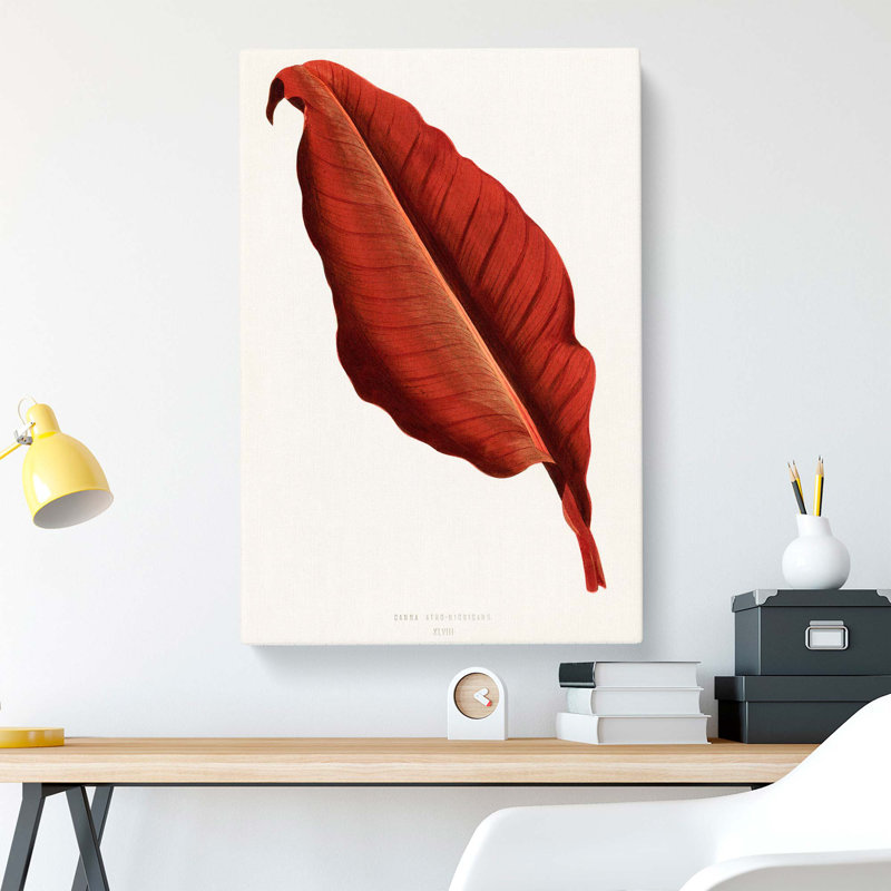 Red Leaf - Wrapped Canvas, 50cm H x 35cm W x 3cm D