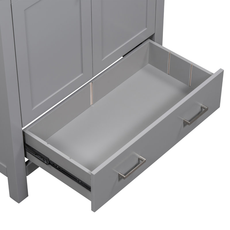 60" Bathroom Vanity Set with Double Vanities, Silver, Gray