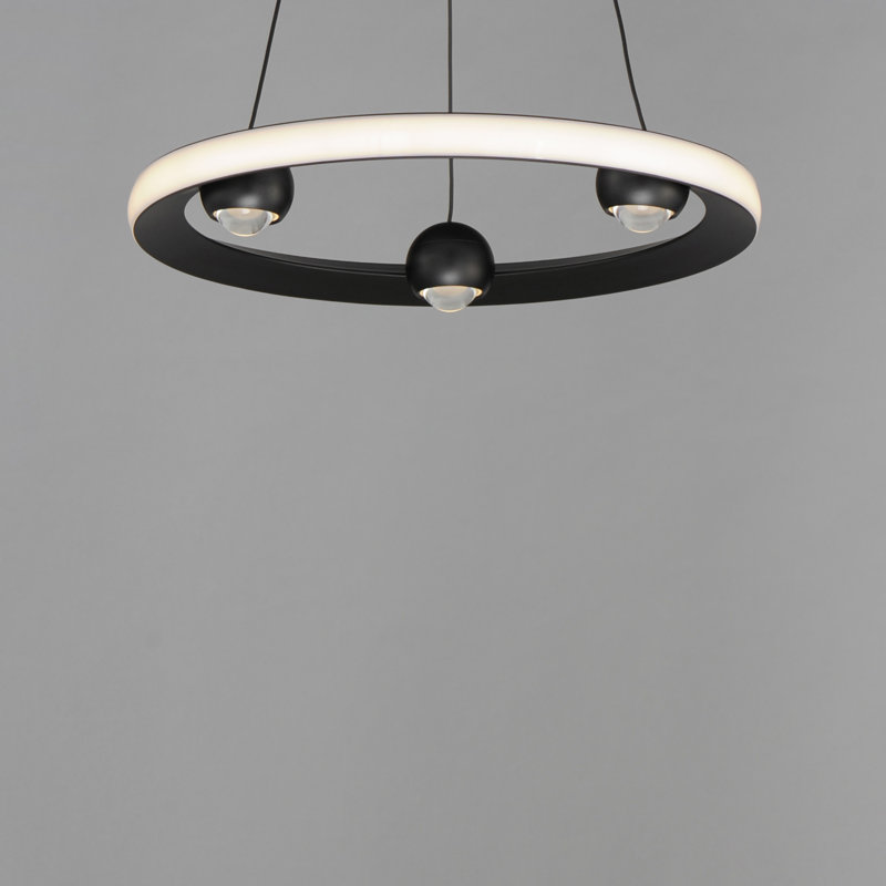 Luminaire suspendu 1 lumière, H 2,75 po x l 18 po x P 18 po, Noir