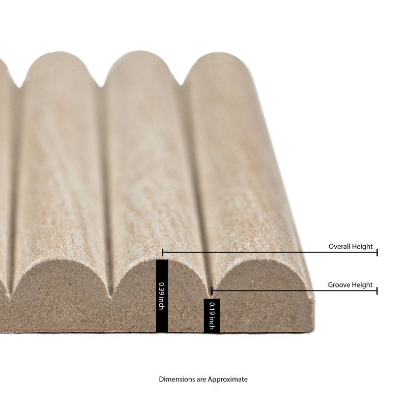 Carrelage mural en porcelaine mat imitation bois cannelé Ackland Serata Harmona Dunewood, 11,4 cm x 22,9 cm, Dunewood