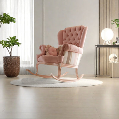 Ergonomically designed flannelette rocking chair