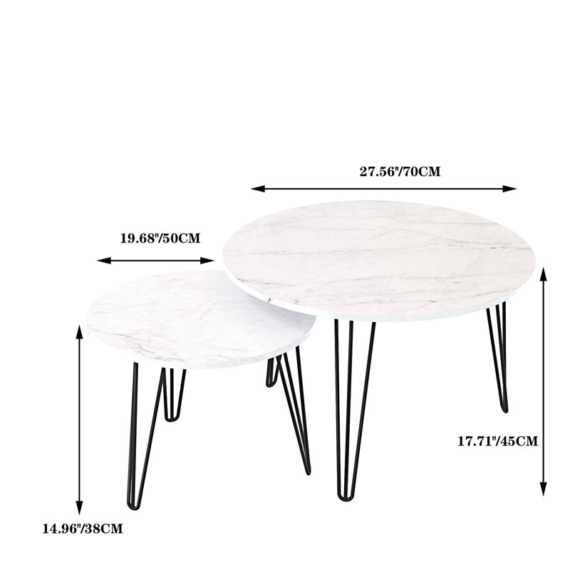 Nesting Coffee Table Set of 2, White