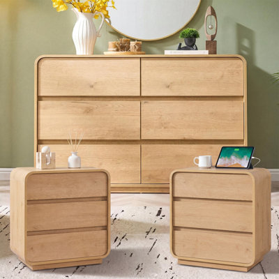 3-Piece Natural Curved Kentlyn With Charging Station