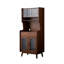 Buffet 39,37 po en bois de pin massif et verre trempé brun