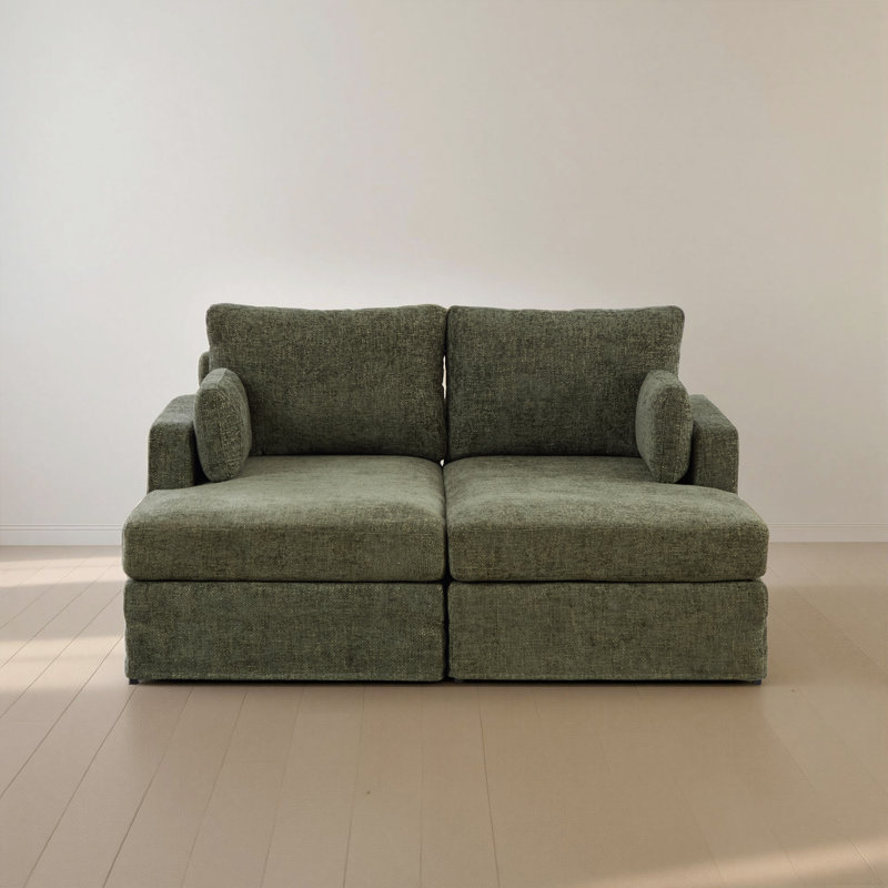 63.39" Wide Upholstered Combination Sofa Bed;chenille, Green