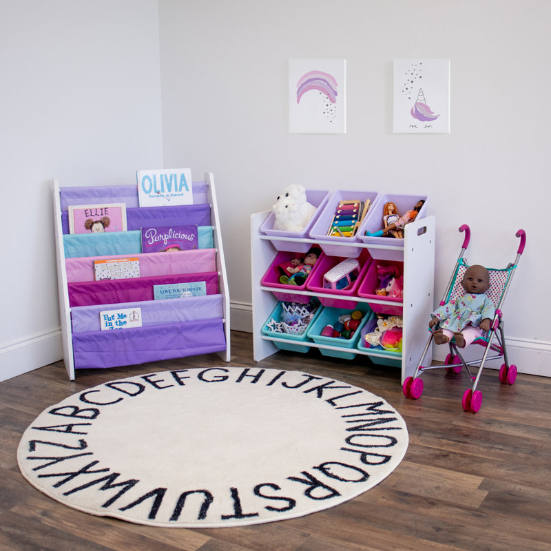 Organisateur de jouets pour enfants Nael, Blanc / rose / mauve / turquoise