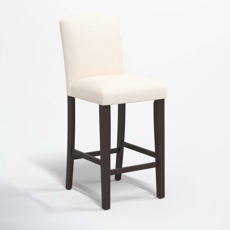 April Upholstered Stool, Bar Stool (31" Seat Height), Milsap Canvas Sustain® Tweed, Black Wood