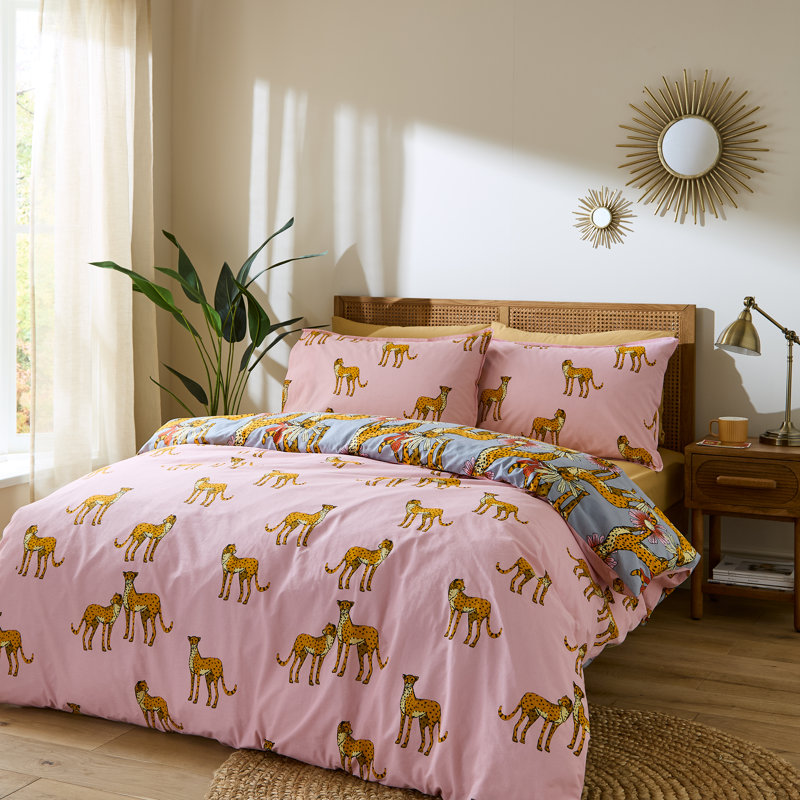 Untamed Cheetah Cotton Animal Print Duvet Cover Set with Pillowcases Included
