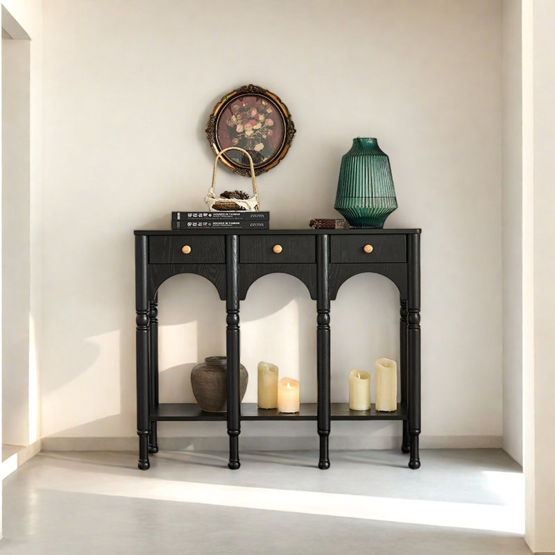 Retro Multifunctional Console Table, Black