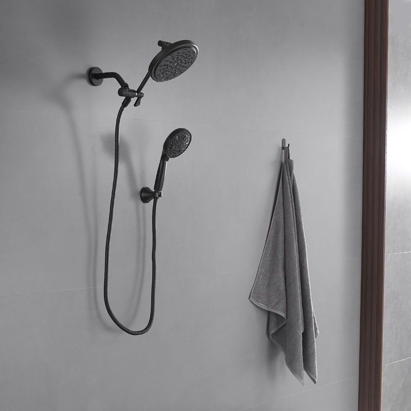 Rainfull 7 In. 8-Spray Patterns Dual Wall Mount Dual Shower Heads And Handheld Shower Head 2.5GPM In Matte Black, Matte Black