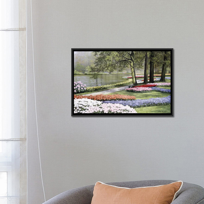 « floriade », reproduction sur toile, H 40 po x l 60 po x P 1,5 po, Pas de tapis, Toile avec cadre noir