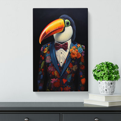 Toucan in a Suit Painting - Wrapped Canvas