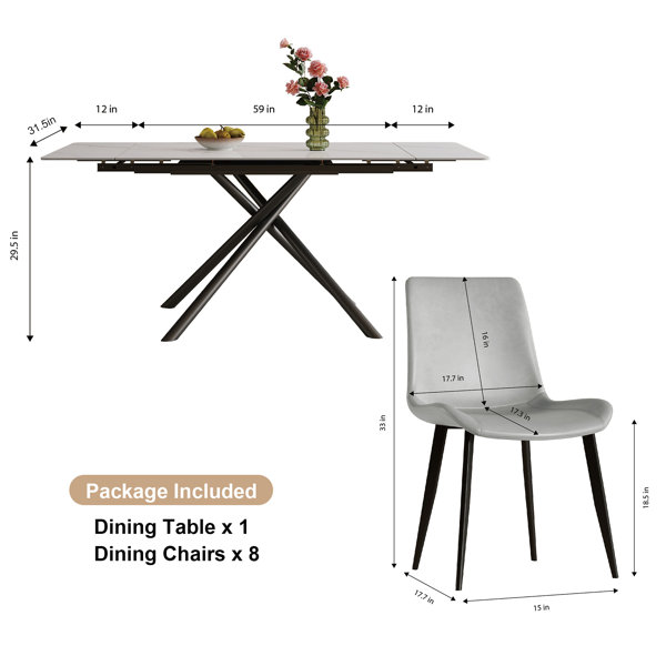 Brayden Studio Retractable Sintered Stone Dining Table Set,It Features ...