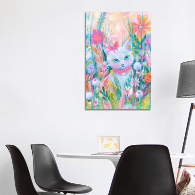 Garden Kitty 1 Piece Wrapped Canvas Painting