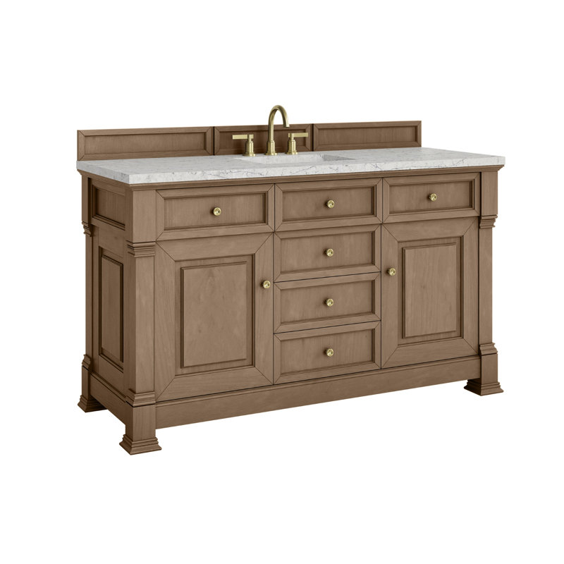 Brookfield Single Vanity, Widespread, Pecan, Eternal Jasmine Pearl