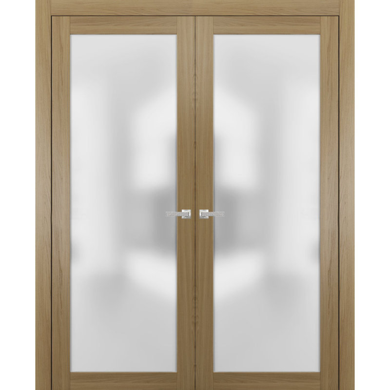Portes standard en verre givré Planum, 60 po x 84 po, Frêne miel