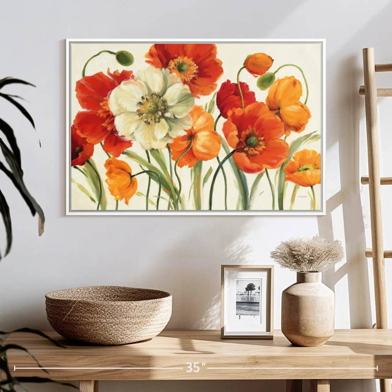 Mélodie des coquelicots, Cadre flottant blanc, 25 po x 17 po