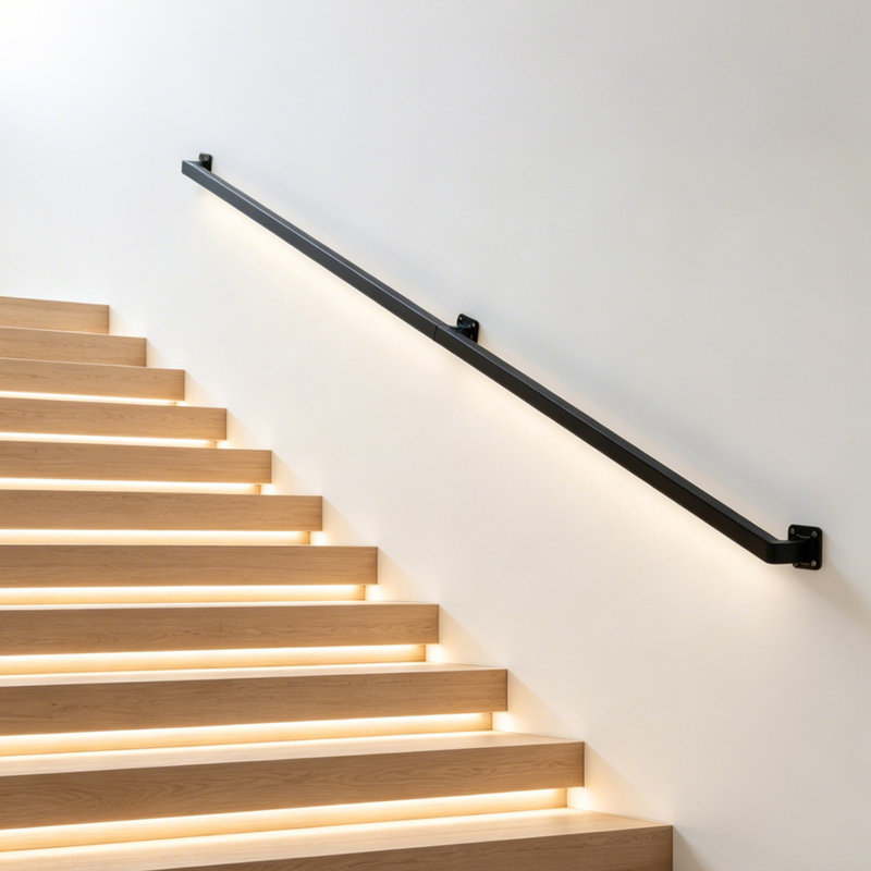 Wall-Mounted Metal Hand Rail for Loft Porch Deck, 72" W