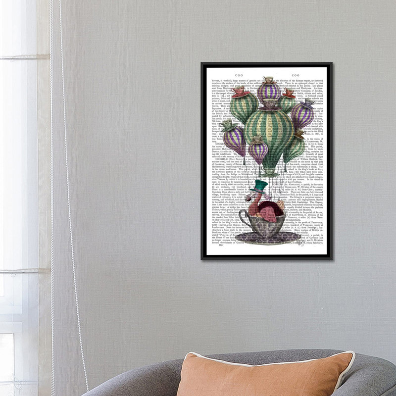 «Dodo in Teacup», impression sur toile tendue, H 26 po x l 18 po x P 1,5 po, Toile avec cadre noir, Pas de tapis