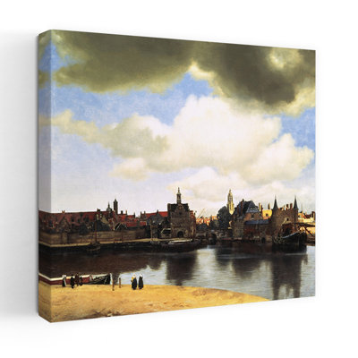 View Of Delft, C.1660-61 Classic Traditional Vintage Coastal Nature Wall Art Print by Johannes Vermeer - 1 Piece Wrapped Canvas Wall Art