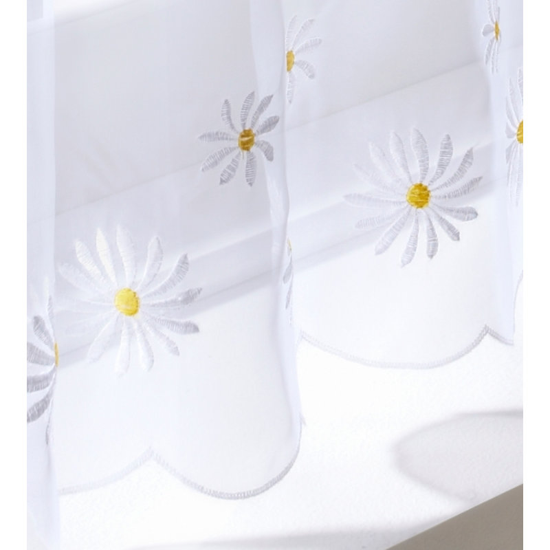 Macedonia Daisy Embroidered Slot Top Sheer Single Voile Panel, 149cm Width x 91cm Drop