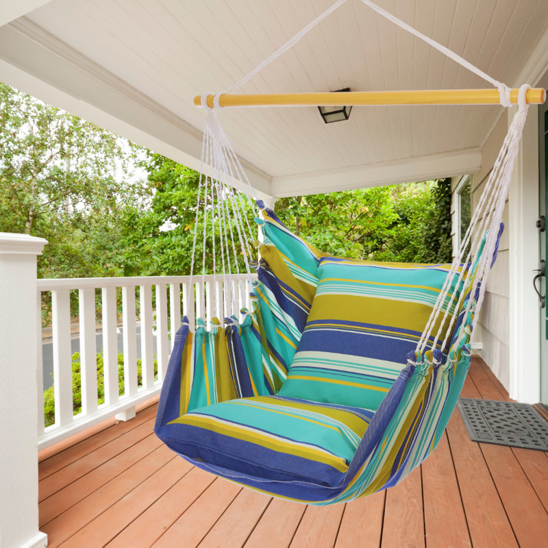 Chaise hamac colorée Grace, Bleu et vert