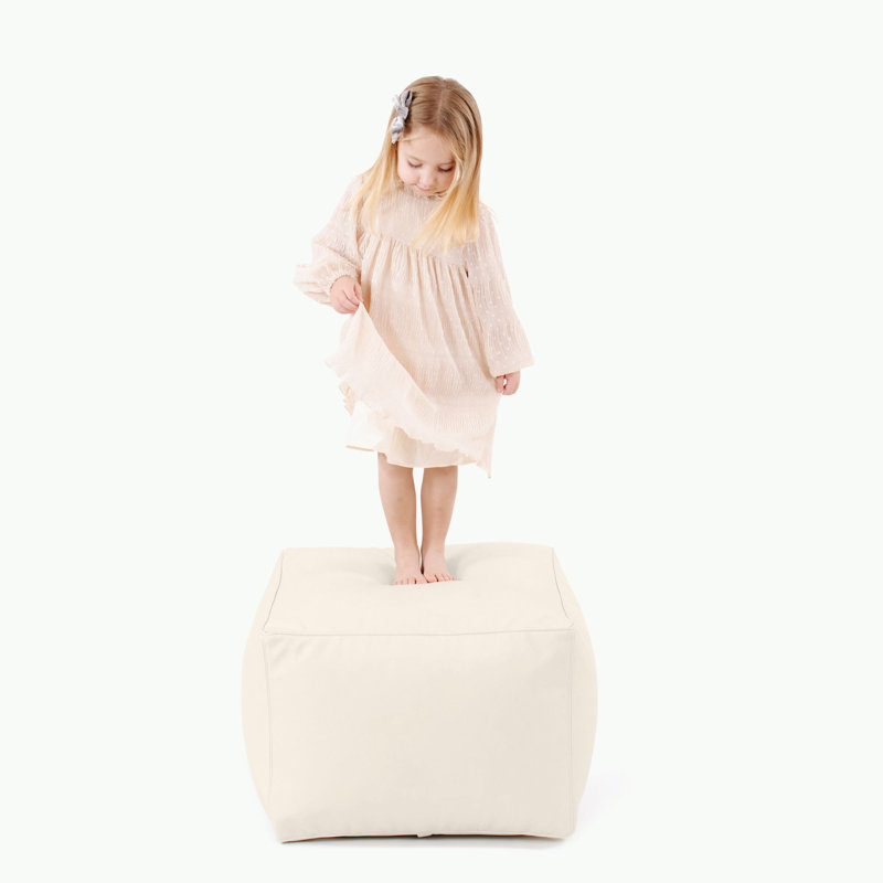 Square Pouf, Ivory 