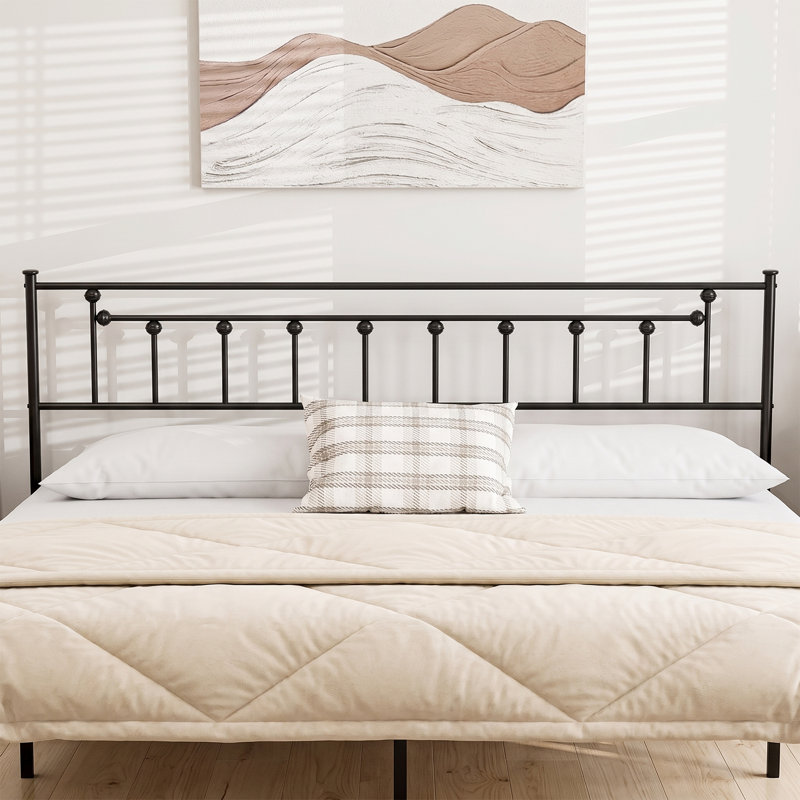 Metal King Size Headboard, Adjustable Height, King Headboard Only for Bedroom, Rustic Farmhouse Style, Attach Frame, Easy Assembly, Black