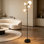 Lampe sur pied moderne avec 4 ampoules, lampe sur pied noire avec abat-jour en verre givré pour le salon et la chambre à coucher